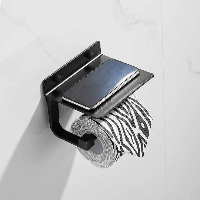 Toilet Paper Holder Space Aluminum Roller Paper Storage Rack Tissue Roll Hanger Bathroom Paper Towel Dispenser Office Toilet Paper Holder