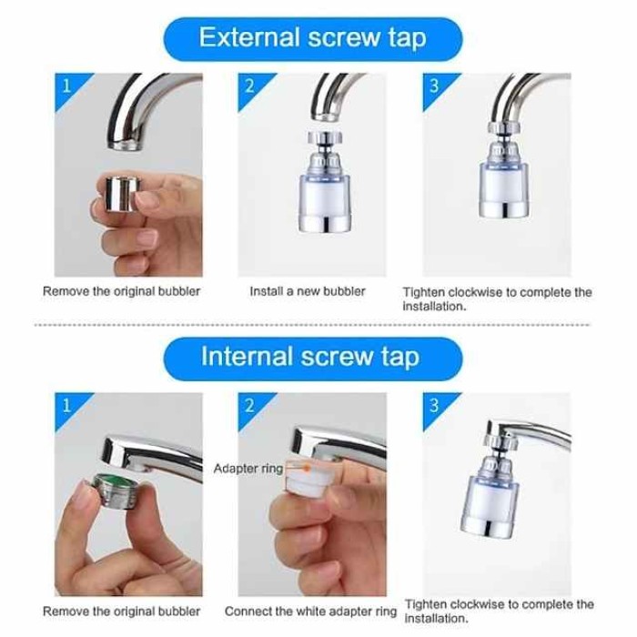 Faucet Water Filter for Bathroom Kitchen Sink, ABS Purifier Sprayer Shower Head Filter for Face Skin Wash, 5pcs Filter Element PP Cotton, Hard Water Filtration Remove Chlorine Fluoride Heavy Metals