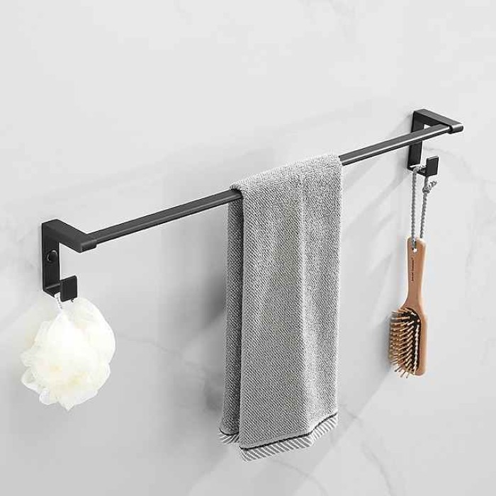 Towel Rack Wall Mounted,Double Layers Misalignment Bathroom Towel Holder,Space Aluminum Towel Rail for Bathroom Hotel Kitchen 60cm (Gray/Black))