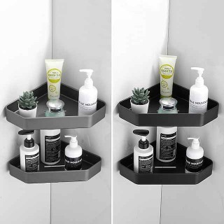 2pcs Shower Shelf Adhesive Shower Rack Corner Shower Shelves No Drilling Wall Mounted Space Aluminum for Bathroom