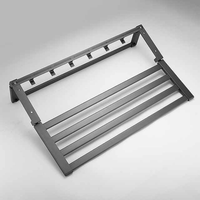 Towel Rack with Towel Bar Holder Aluminum Foldable Towel Shelf with Movable Hooks Rustproof Towel Storage Wall Mount for Bathroom Lavatory Gray/Matte Black