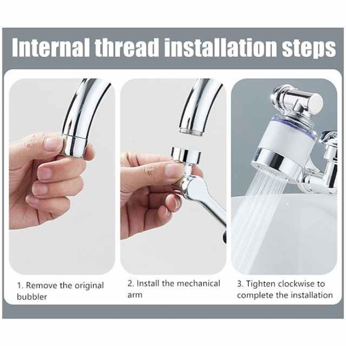 Faucet Extender Mechanical Arm 1080° Water Aerator Nozzle Bubbler for Bathroom Kitchen, Universal Tap Extend Head Sprayer Filter Spout Adapter Attachment Fittings Accessories