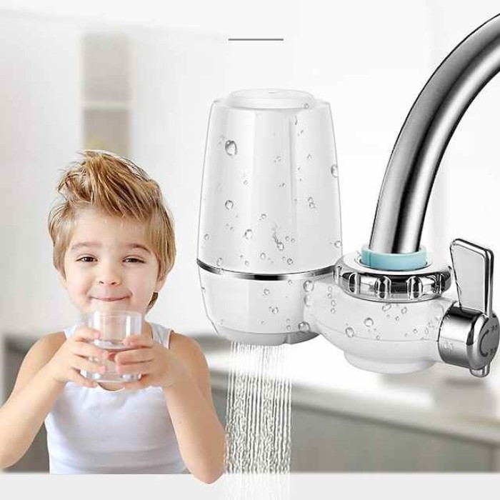 Faucet Water Filter System Replacement, 4 Stage Water Filtration System, Tap Water Filter ABS Sprayer Head Nozzle, Reduces Chlorine, Heavy Metals and Bad Taste