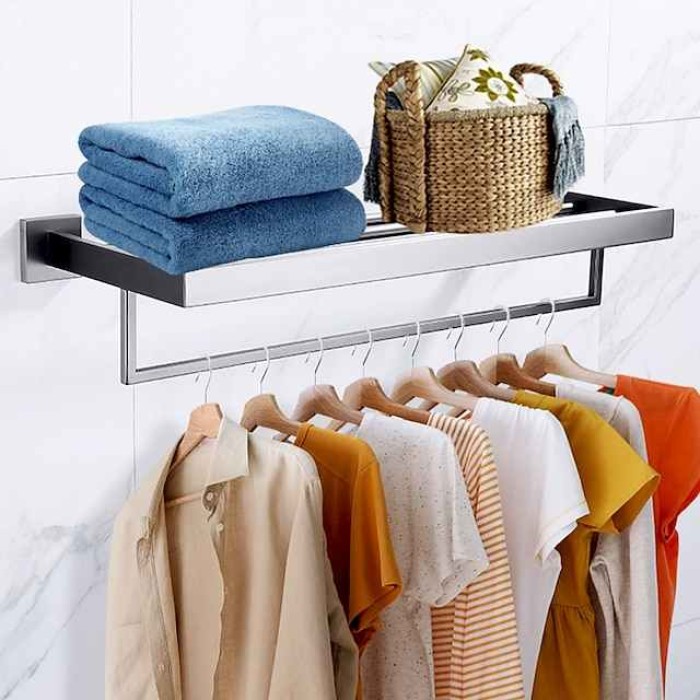 Wall Mounted Towel Bar Bathroom Towel Rail, SUS304 Stainless Steel 60cm Towel Rack Towel Holder, Modern Wall Mounted Clothes Holder Bathroom Towel Hanger