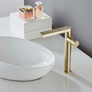 Bathroom Sink Mixer Faucet Tall Short, Monobloc Washroom Basin Taps Single Handle One Hole Deck Mounted with Hot and Cold Hose, Golden Black Taps