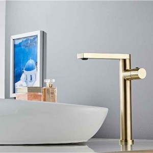 Bathroom Sink Mixer Faucet Tall Short, Monobloc Washroom Basin Taps Single Handle One Hole Deck Mounted with Hot and Cold Hose, Golden Black Taps