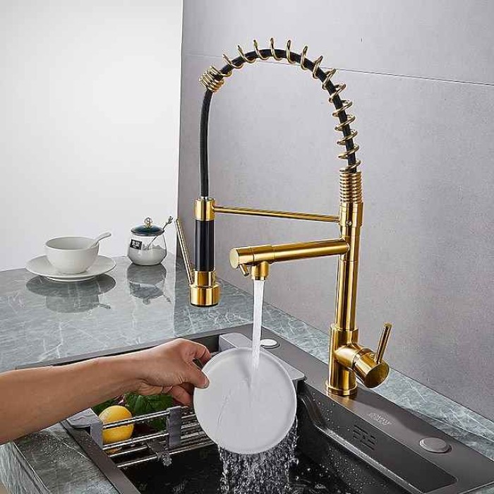 Kitchen faucet - Single Handle One Hole Electroplated Pull-out / Pull-down Deck Mounted Modern Contemporary Kitchen Taps