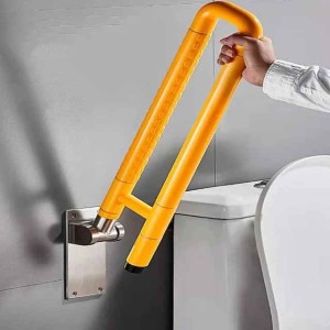 Handicap Grab Bars Rails 23.6 Inch, Toilet Handrails Bathroom Safety Bar Hand Support Stainless Steel, Flip Up Rail Handicapped Handrail Accessories for Seniors Elderly Disabled Pregnant Bath Grips