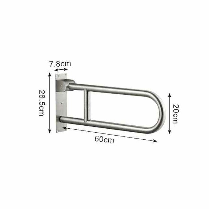 23.6 Inch Handicap Grab Bars Rails Stainless Steel, Toilet Handrails Bathroom Safety Bar Hand Support, Flip Up Rail Handicapped Handrail Accessories for Seniors Elderly Disabled Pregnant Bath Grips