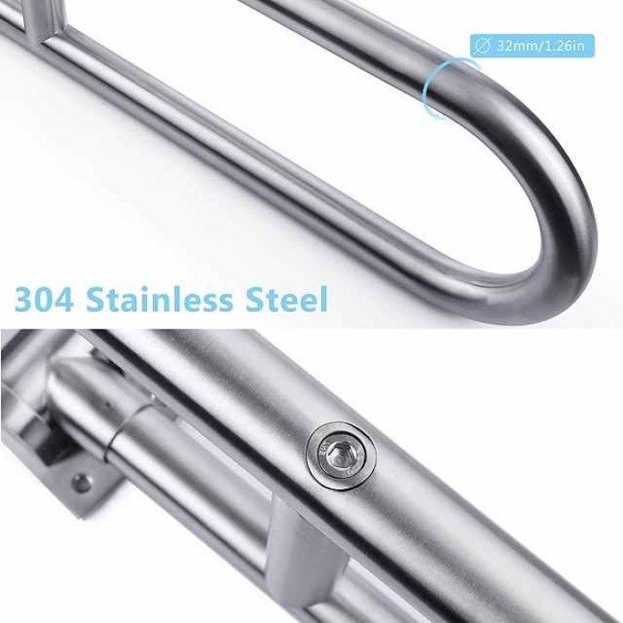 23.6 Inch Handicap Grab Bars Rails Stainless Steel, Toilet Handrails Bathroom Safety Bar Hand Support, Flip Up Rail Handicapped Handrail Accessories for Seniors Elderly Disabled Pregnant Bath Grips