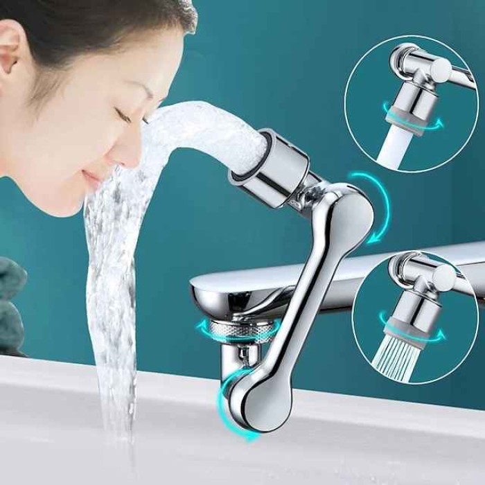 Alloy Faucet Extender Head Replacement Mechanical Arm 1080° 2 Mode Sprayer Nozzle Attachment, Water Aerator Bubbler for Bathroom Kitchen, Universal Tap Extend Spray Filter Spout Adapter Accessories