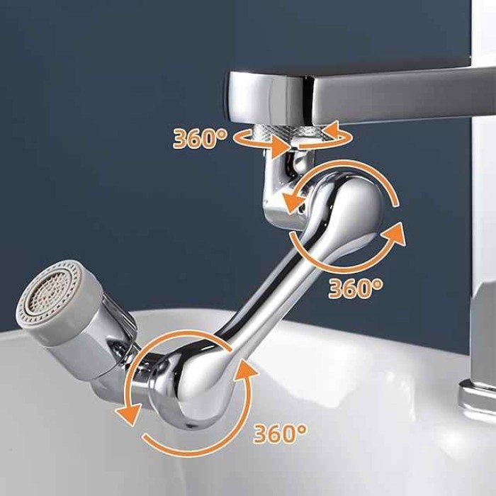 Alloy Faucet Extender Head Replacement Mechanical Arm 1080° 2 Mode Sprayer Nozzle Attachment, Water Aerator Bubbler for Bathroom Kitchen, Universal Tap Extend Spray Filter Spout Adapter Accessories