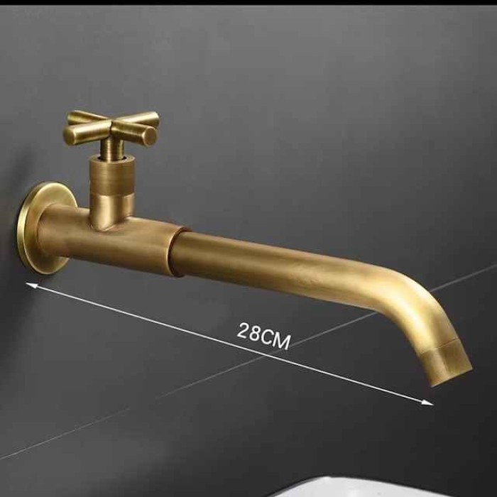 Bathroom Faucet Sink Only Cold Water Basin Taps Wall Mounted, 360 Rotates Single Handle Antique Brass Washroom Vessel Tap Black Chrome Golden White