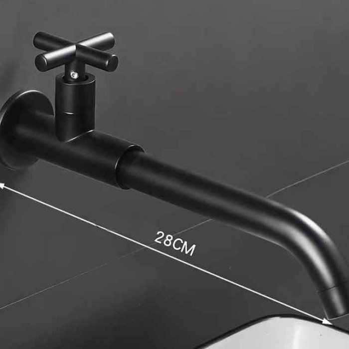 Bathroom Faucet Sink Only Cold Water Basin Taps Wall Mounted, 360 Rotates Single Handle Antique Brass Washroom Vessel Tap Black Chrome Golden White