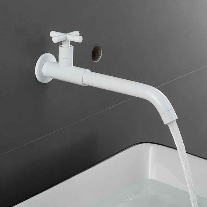 Bathroom Faucet Sink Only Cold Water Basin Taps Wall Mounted, 360 Rotates Single Handle Antique Brass Washroom Vessel Tap Black Chrome Golden White