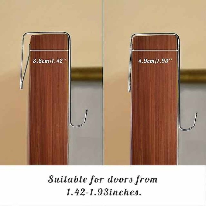 8pcs Over The Door Hooks Heavy Duty Stainless Steel Hanger Organizer For Living Room Bathroom Bedroom Kitchen Hanging Clothes Towels Hats Coats Bags