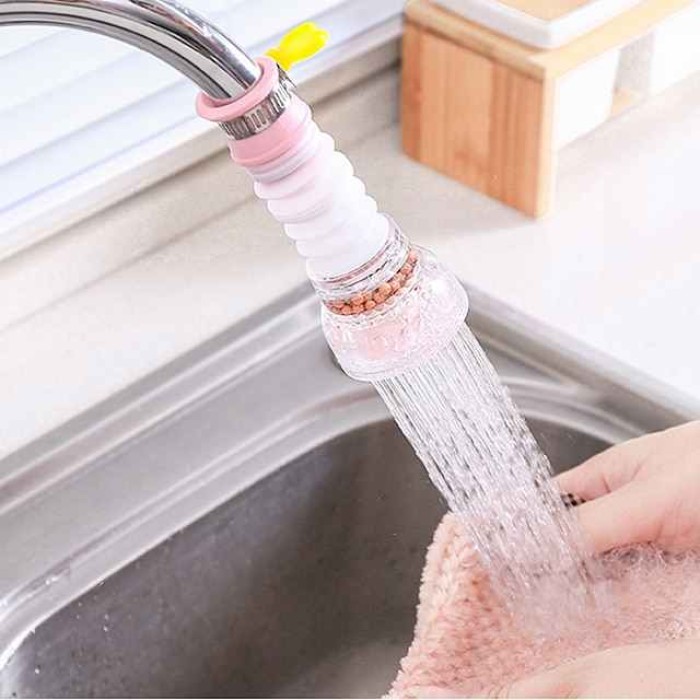 2Pcs Kitchen Water Filter Faucet Head Replacement, 360 Adjustable Flexible Tap Extender Water Saving Sprayer Aerator Nozzle Attachment Diffuser Bathroom Accessories