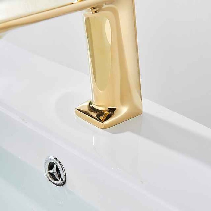 Monobloc Basin Taps Sink Mixer Bathroom Faucet, Single Handle Electroplated Washroom Tap, Black Golden Chrome Grey