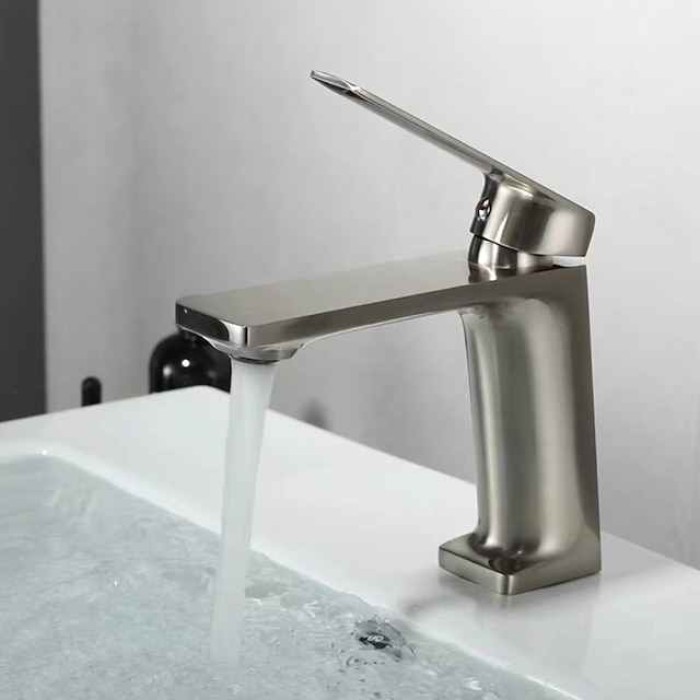 Monobloc Basin Taps Sink Mixer Bathroom Faucet, Single Handle Electroplated Washroom Tap, Black Golden Chrome Grey