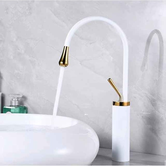 Bathroom Sink Faucet - Rotatable / Classic / Centerset Electroplated / Painted Finishes Deck Mounted Single Handle One HoleBath Taps