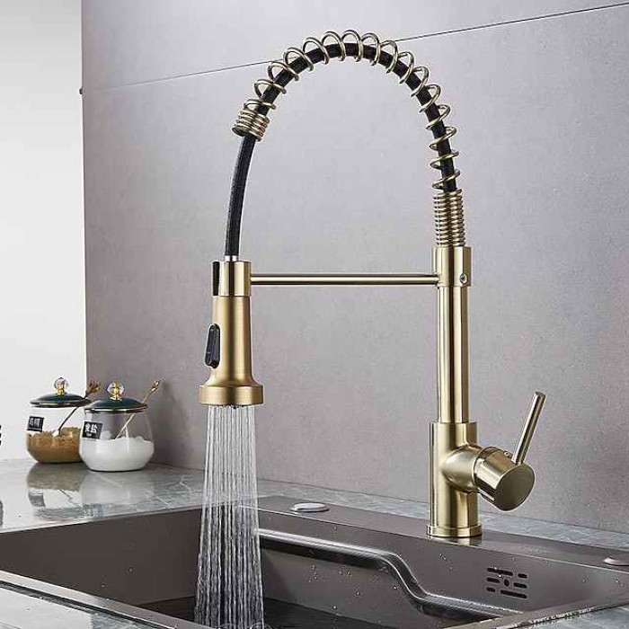 Kitchen Faucet Pull Donw High Arc Spout, 360 Swivel Single Handle Sink Mixer Taps, Kitchen Vessel Tap with Hot and Cold Water Hose