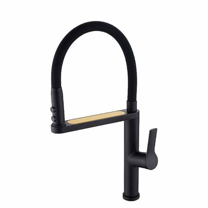 Kitchen Faucet Pull Donw, 360 Swivel Single Handle Sink Mixer Taps, Kitchen Vessel Tap with Hot and Cold Water Hose