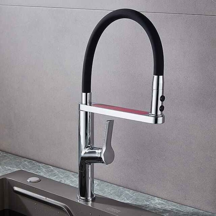 Kitchen Faucet Pull Donw, 360 Swivel Single Handle Sink Mixer Taps, Kitchen Vessel Tap with Hot and Cold Water Hose