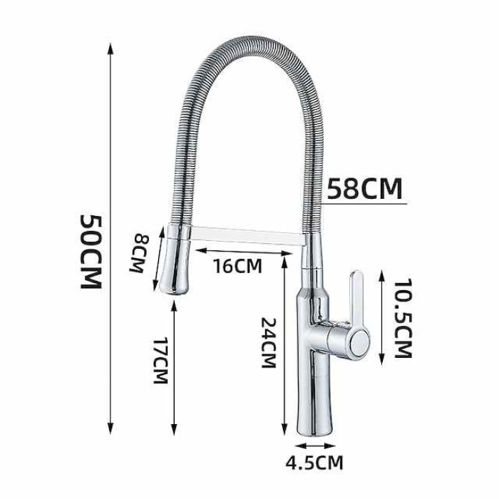 Kitchen Faucet Pull Down Sink Mixer Taps, High Arc Spring Vessel Brass Taps, Single Handle Swivel Spout 2 Mode with Hot and Cold Water Hose