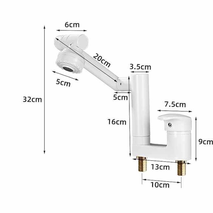 Foldable Bathroom Faucet Sink Mixer Basin Taps Dual Spout 3 Mode Spray, 360 Degrees Single Handle Washbasin Vessel Tap with Cold and Water Hose for Washroom Toilet