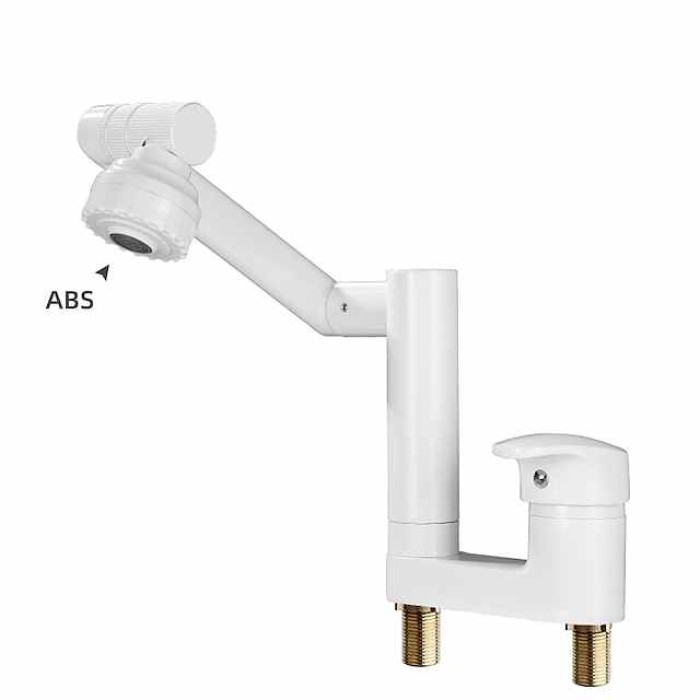 Foldable Bathroom Faucet Sink Mixer Basin Taps Dual Spout 3 Mode Spray, 360 Degrees Single Handle Washbasin Vessel Tap with Cold and Water Hose for Washroom Toilet