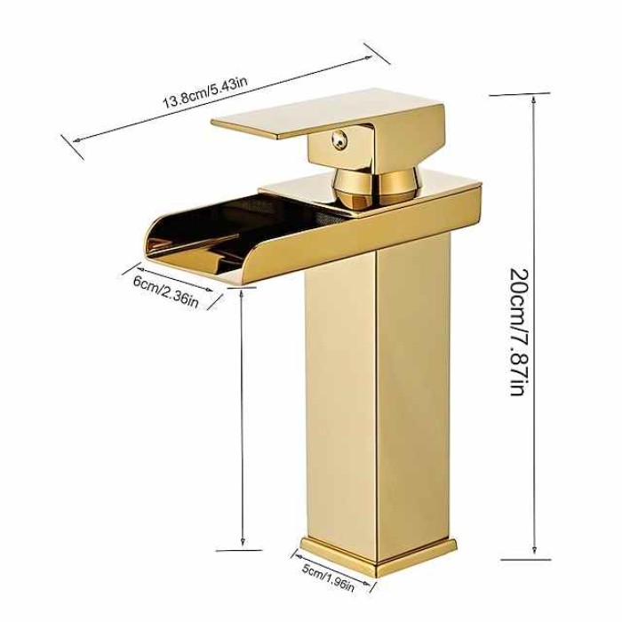 Bathroom Sink Faucet - Waterfall Stainless Steel Centerset Single Handle One HoleBath Taps