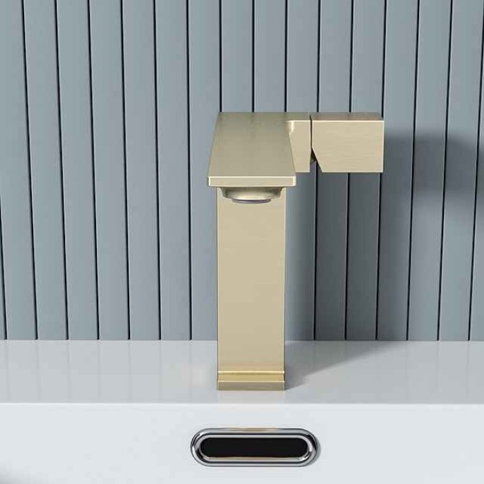 Bathroom Faucet Sink Mixer Basin Taps, Single Knob Monobloc Washroom Vessel Tap with Cold and Hot Hose