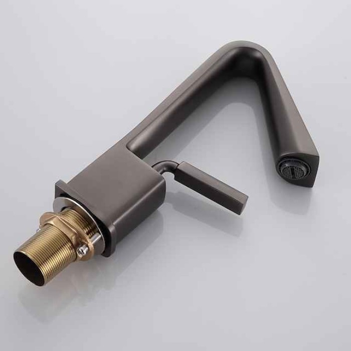 Bathroom Faucet Tall Spout Sink Mixer Basin Taps, Monobloc Single Handle Brass Washroom Vessel Tap with Cold and Hot Hose