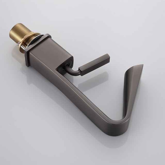 Bathroom Faucet Tall Spout Sink Mixer Basin Taps, Monobloc Single Handle Brass Washroom Vessel Tap with Cold and Hot Hose