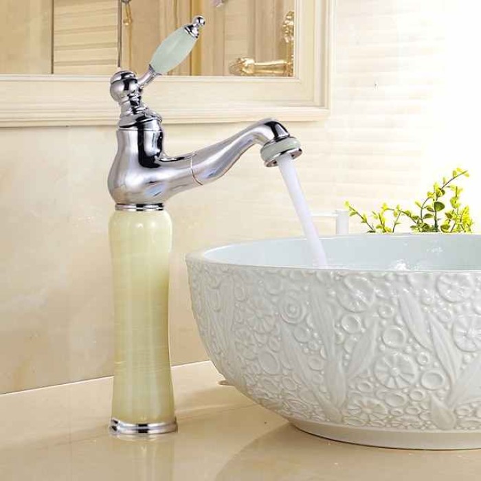 Bathroom Faucet Sink  Mixer Basin Taps Short/Tall, Single Ceramic Handle Vessel Taps with Cold and Hot Hose  for Washroom Bath