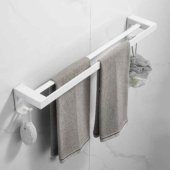 Towel Rack Towel Bar Multifunction Contemporary Modern Aluminum Bathroom 2-tower bar Wall Mounted