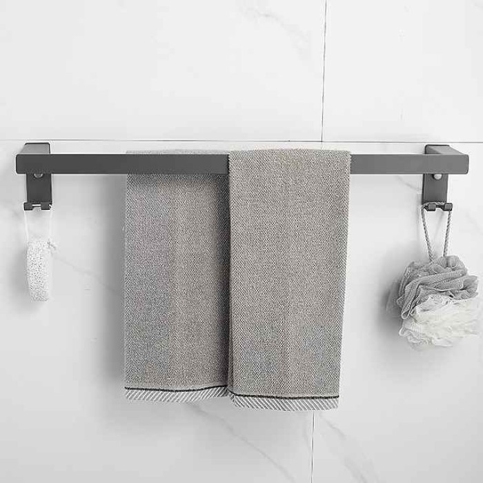 Towel Rack Towel Bar Multifunction Contemporary Modern Aluminum Bathroom 2-tower bar Wall Mounted