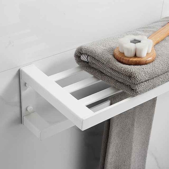 Towel Rack Towel Bar Bathroom Shelf Multilayer  Multifunction Contemporary Modern Aluminum 1PC - Bathroom Double Wall Mounted