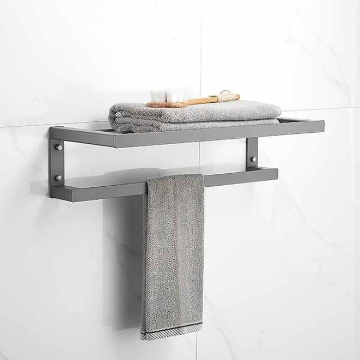 Towel Rack Towel Bar Bathroom Shelf Multilayer  Multifunction Contemporary Modern Aluminum 1PC - Bathroom Double Wall Mounted