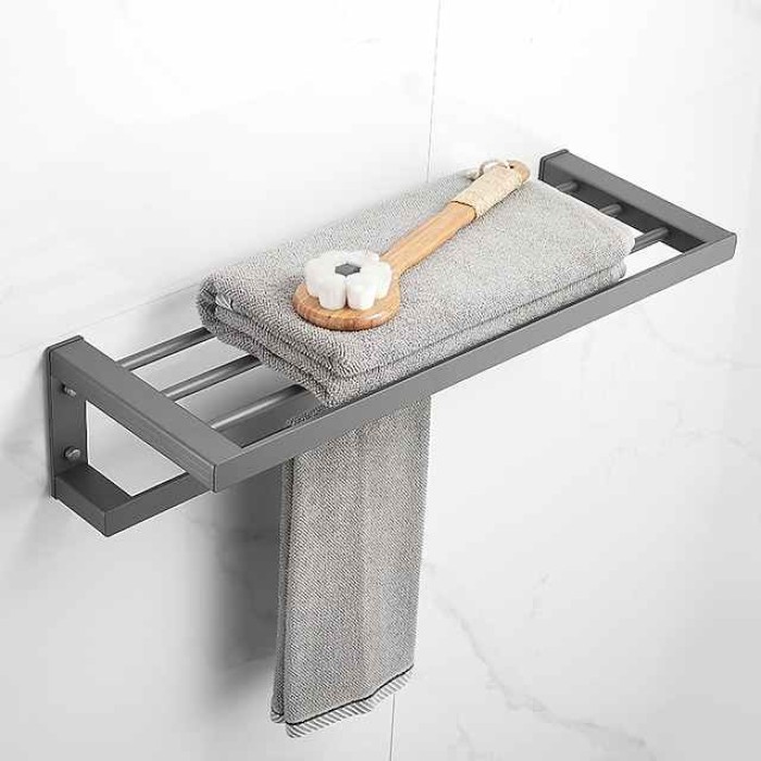 Towel Rack Towel Bar Bathroom Shelf Multilayer  Multifunction Contemporary Modern Aluminum 1PC - Bathroom Double Wall Mounted