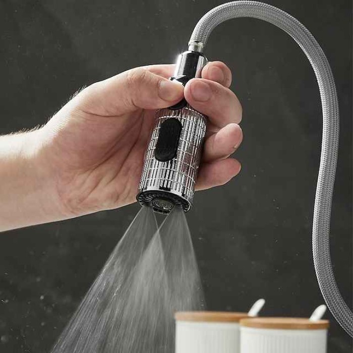 Kitchen Faucet Pull Out Sink Mixer Vessel Tap with 3 Mode Spout, 360 Degree Rotate Single Handle with Cold and Hot Hose