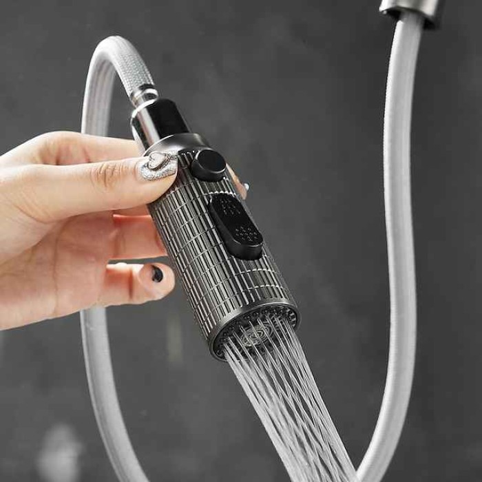 Kitchen Faucet Pull Out Sink Mixer Vessel Tap with 3 Mode Spout, 360 Degree Rotate Single Handle with Cold and Hot Hose