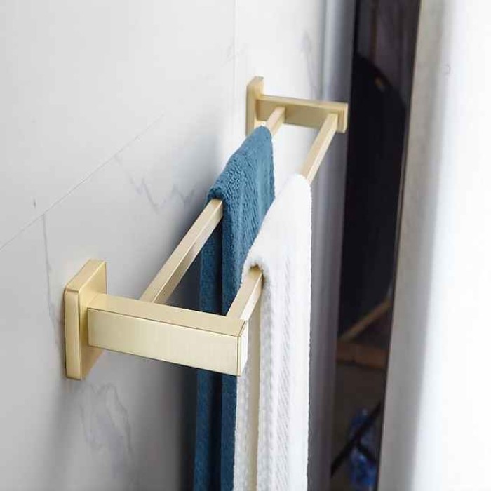 Bathroom Towel Rack Hooks Kitchen Hand Towel Holder Cool New Design Modern Country Brass 1PC Bathroom Hotel bath 2-tower bar Wall Mounted