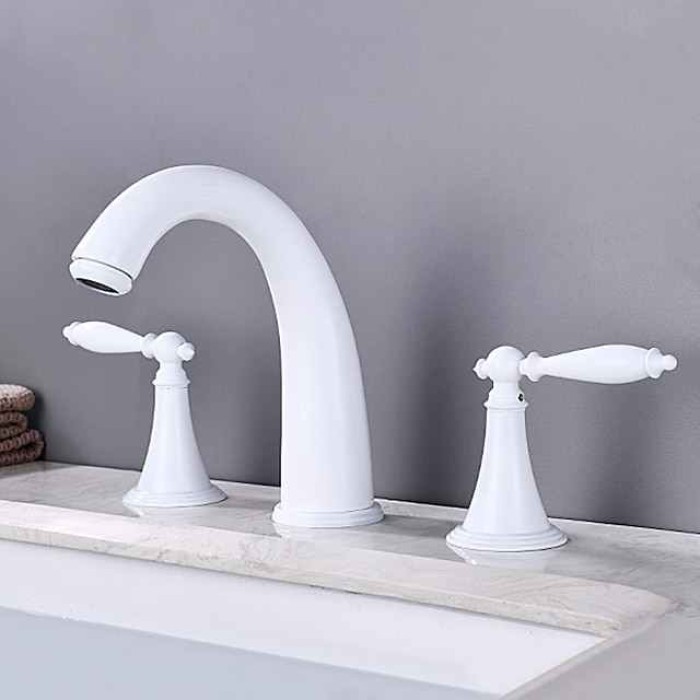 Widespread Bathroom Faucet Sink Mixer Basin Taps, Twin Handle Vessel Tap with Cold and Hot Hose