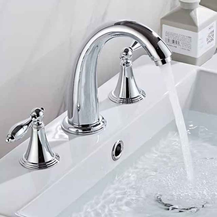 Widespread Bathroom Faucet Sink Mixer Basin Taps, Twin Handle Vessel Tap with Cold and Hot Hose