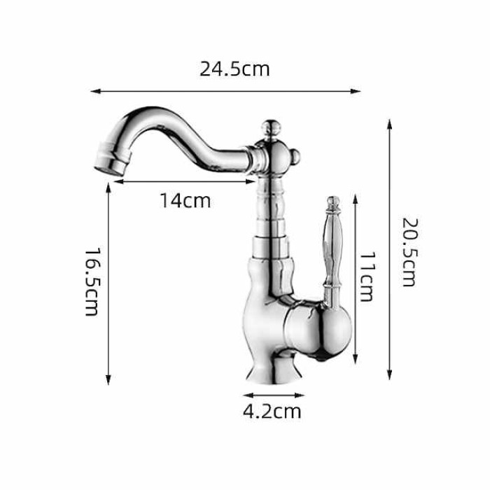 Bathroom Faucet Single Handle, Sink Mixer Basin Taps with Cold and Hot Hose Vintage Brass