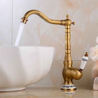 Vintage Kitchen Faucet Sink Mixer Taps, Single Handle Vessel Tap with Cold and Hot Hose