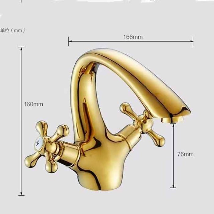 Bathroom Sink Mixer Faucet, Brass Basin Taps Dual Handle with Hot and Cold Hose