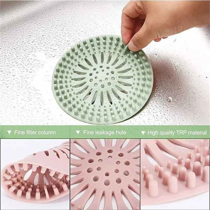 6PCS  Circular Silicon Sink Filter Sewer Anti-clogging Floor Drain Strainer Sewer Outfall Hair Stopper Catcher for Bathroom Kitchen