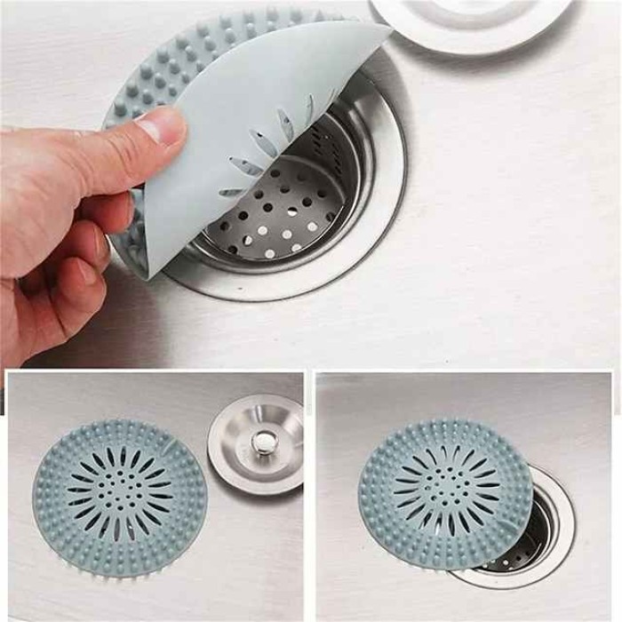 6PCS  Circular Silicon Sink Filter Sewer Anti-clogging Floor Drain Strainer Sewer Outfall Hair Stopper Catcher for Bathroom Kitchen